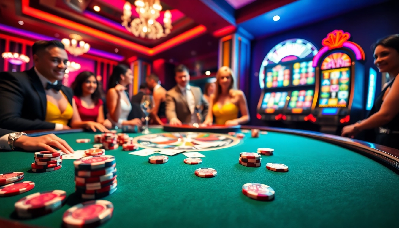 Experience the excitement of casino en ligne francais with poker chips and a roulette wheel.