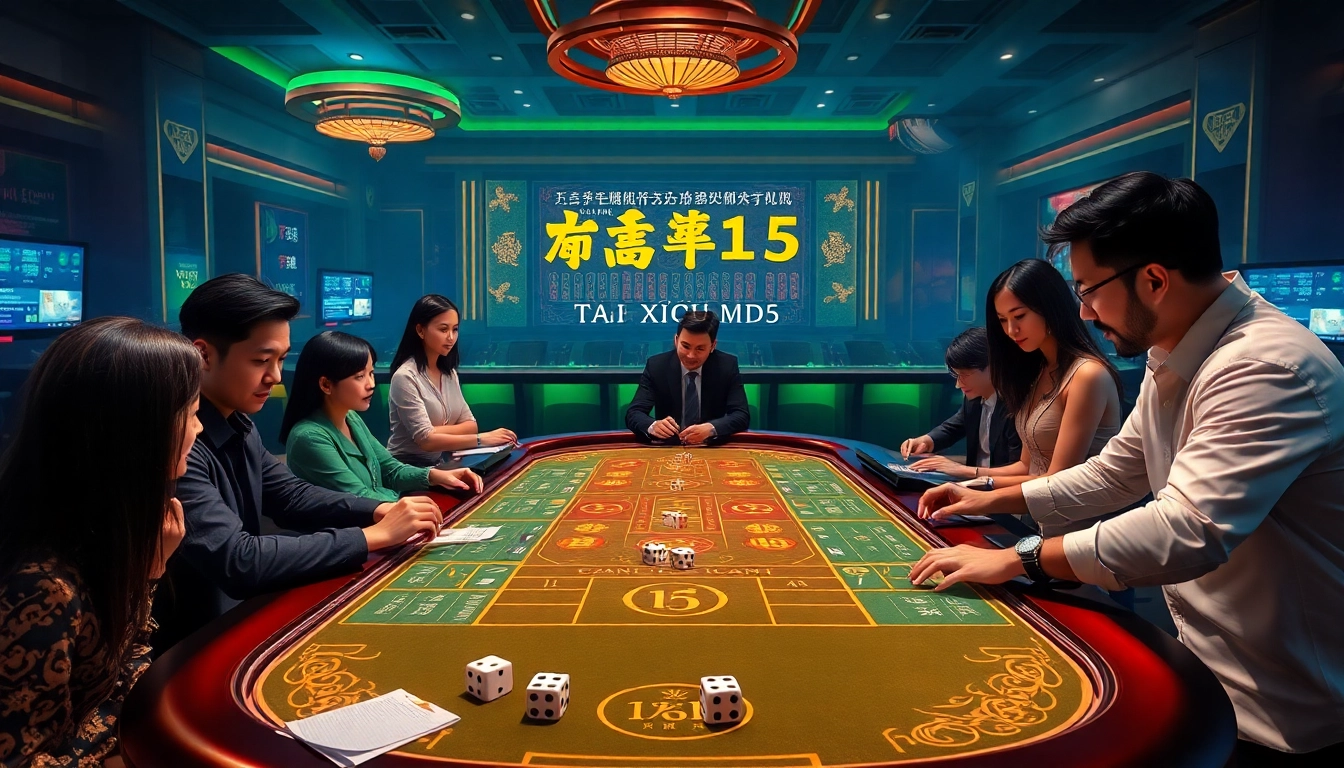 Experience the excitement of Tài Xỉu MD5 with players engaged at a modern casino table.